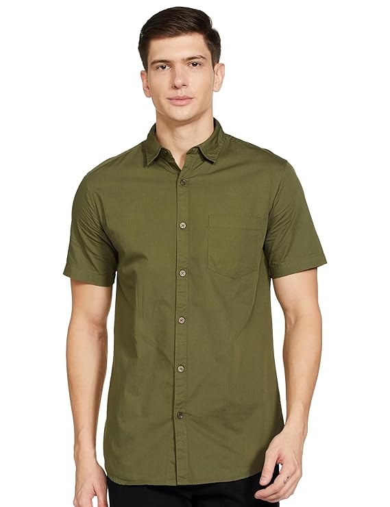 Men's Cotton Shirt | Casual | Plain | Half Sleeve | Summer - Regular Fit